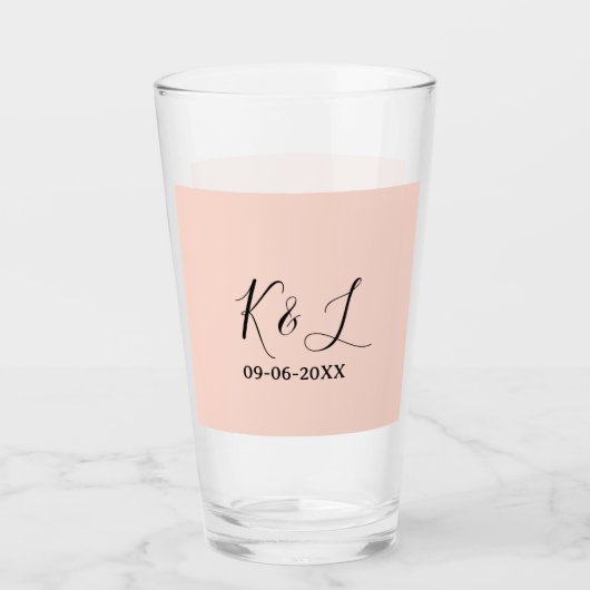 Trouwpaar naam letter datum rood pastel achtergron glas (Voorkant)