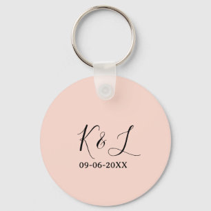 Trouwpaar naam letter datum rood pastel achtergron sleutelhanger