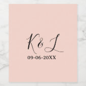 Trouwpaar naam letter datum rood pastel achtergron wijn etiket (Enkel label)