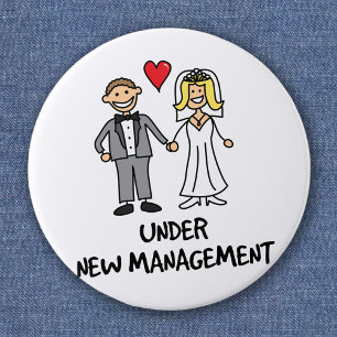 Trouwpaar - Onder Nieuwe Leiding Ronde Button 5,7 Cm