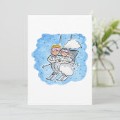 Trouwpaar op een skilift kaart (Staand voorkant)