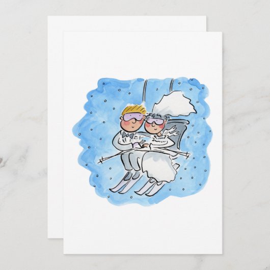 Trouwpaar op een skilift kaart (Voorkant / Achterkant)