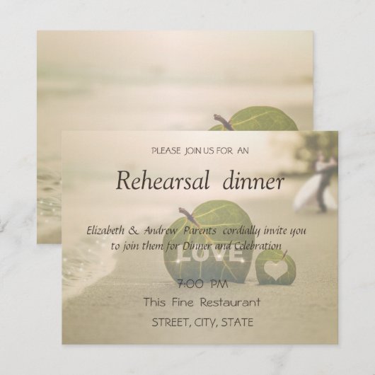 Trouwpaar op het strand, liefde Proefdiner Kaart (Voorkant / Achterkant)