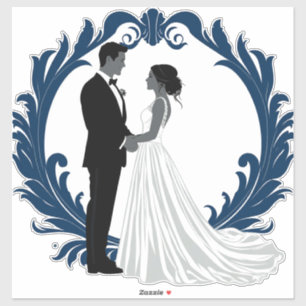 Trouwpaar Silhouet Houden Handen Vast Sticker