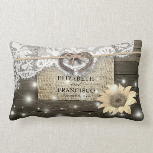 Trouwpaard Hoefijzer Hart Kantwerk Zonnebloem Hout Kussen