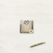 Trouwpaard Hoefijzer Hart Kantwerk Zonnebloem Hout Post-it® Notes (Op bureau)