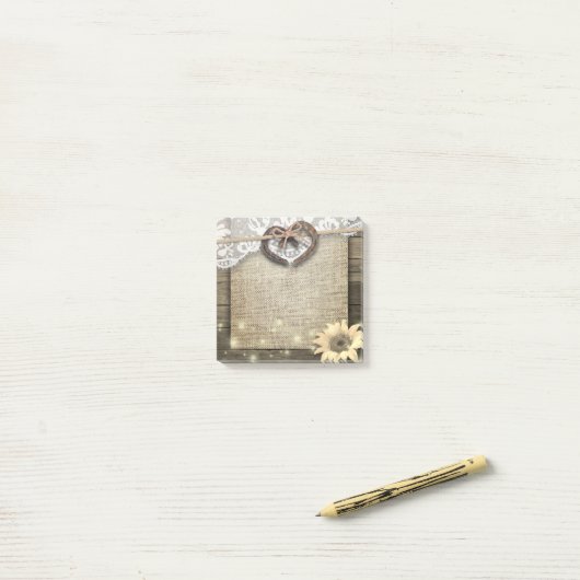 Trouwpaard Hoefijzer Hart Kantwerk Zonnebloem Hout Post-it® Notes (Op bureau)