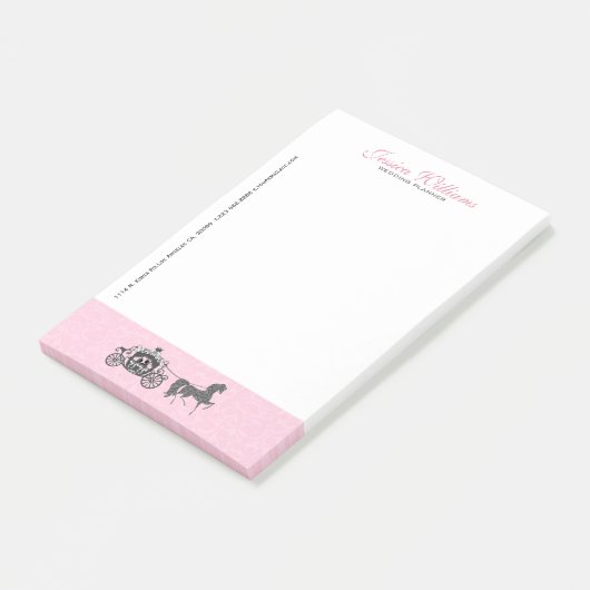 Trouwpaarden & koets roze en wit post-it® notes (Schuin)