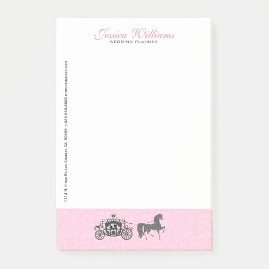 Trouwpaarden & koets roze en wit post-it® notes (Voorkant)