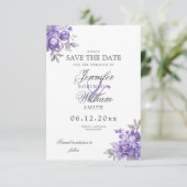 Trouwpaars Purper Rustieke Bloem Foto Bewaar Datum Save The Date (Staand voorkant)