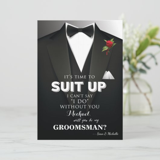 Trouwpak Bruidsjonker Uitnodiging (Staand voorkant)