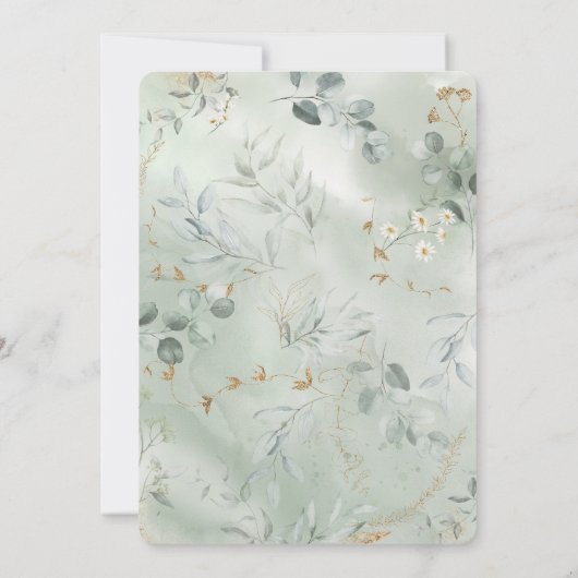 Trouwpakket Sjabloon in goud en groen Kaart (Achterkant)