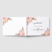 Trouwpampas grasbloem roos gouden boho gastenboek (Volledig)