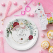 Trouwpapier Bord | Levendig rood pioenroos boeket (Feest)