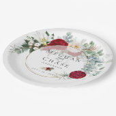 Trouwpapier Bord | Levendig rood pioenroos boeket (Gekanteld)