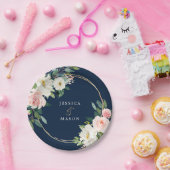 Trouwpapier bord Navy Blue Gold Blush (Feest)