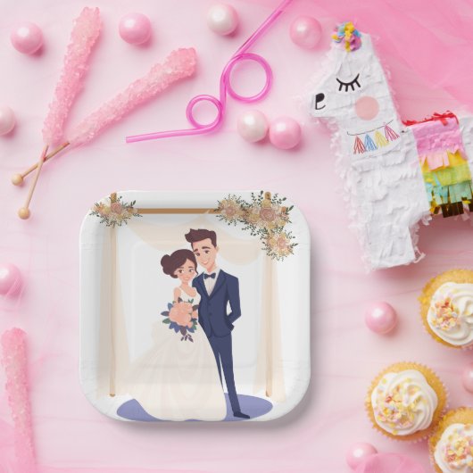 Trouwpapier Borden 4 Papieren Bordje (Feest)