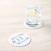 Trouwpapier coaster blauw saffier bellen kartonnen onderzetters (Insitu)