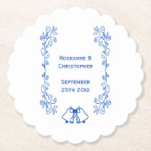 Trouwpapier coaster blauw saffier bellen kartonnen onderzetters (Voorkant)