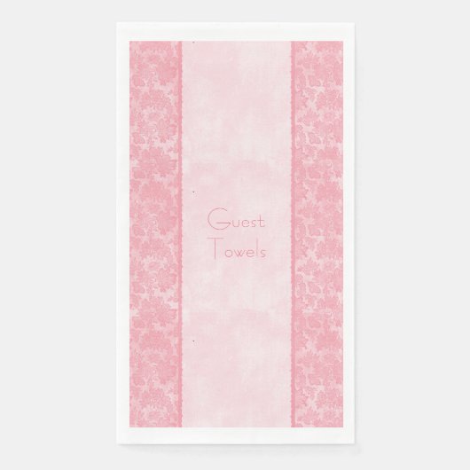 Trouwpapier Gastenhanddoeken Roze Damast Elegant Servet (Voorkant)
