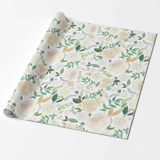 Trouwpapier Grote Bloemen Cadeaupapier (Uitgerold)