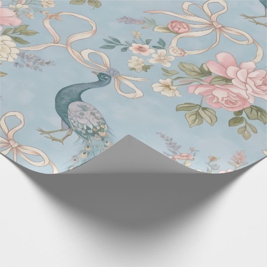 Trouwpapier met bloemen en pauwen cadeaupapier (Hoek)
