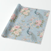 Trouwpapier met bloemen en pauwen cadeaupapier (Uitgerold)