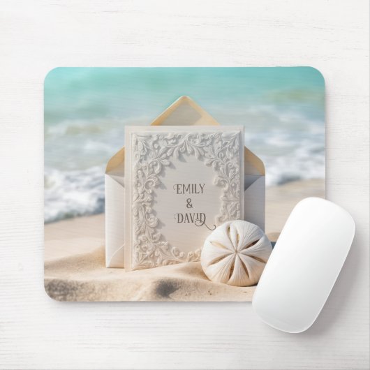 Trouwpapier met strand dollars muismat (Met muis)