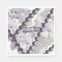 Trouwpapier servetten met mauve hortensia's en par