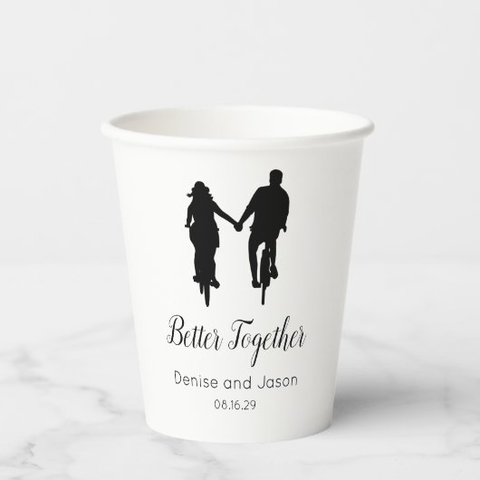 Trouwpapieren bekers met fietsthema 'Samen Sterker (Voorkant)