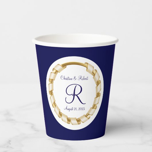Trouwpapieren bekers met monogram (Voorkant)