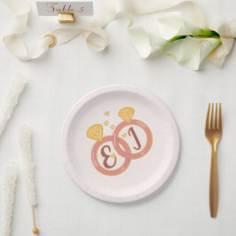 Trouwpapieren bordjes met roze bloemen bewerkbaar