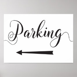 Trouwparkeerroute bord linker pijl poster