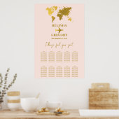 Trouwpaspoort Roze Goud Stoelenplattegrond Poster (Keuken)