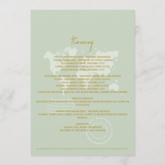 Trouwpaspoort Sage Green Gold Route Programmakaart (Achterkant)