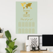 Trouwpaspoort Sage Green Gold Zitplaatskaart Poster (Thuiskantoor)