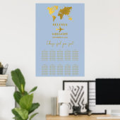 Trouwpaspoort Stofblauw Goud Stoelenplattegrond Poster (Thuiskantoor)