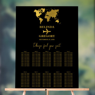 Trouwpaspoort Zwart Goud Zitplaatsenkaart Acryl Bord