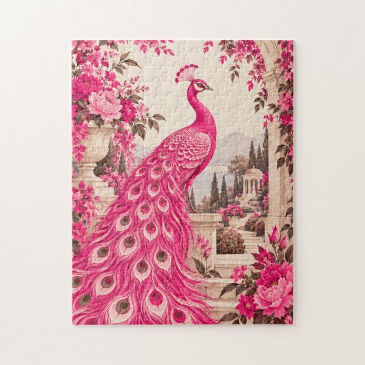 Trouwpauw Botanisch | Roze Couture Legpuzzel (Verticaal)