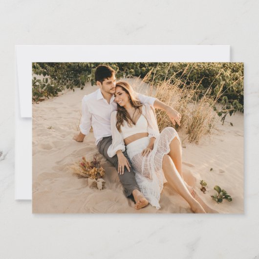 Trouwperzik bloesem waterverf bloemenlandschap save the date (Achterkant)