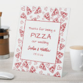 Trouwpizza na feest rood Italiaanse hand getekend Reclamebord Met Voetstuk (Insitu)