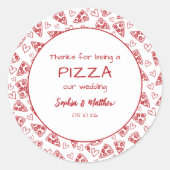 Trouwpizza na feest rood Italiaanse hand getekend Ronde Sticker (Voorkant)