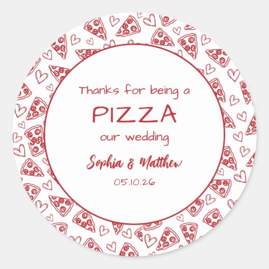 Trouwpizza na feest rood Italiaanse hand getekend Ronde Sticker (Voorkant)