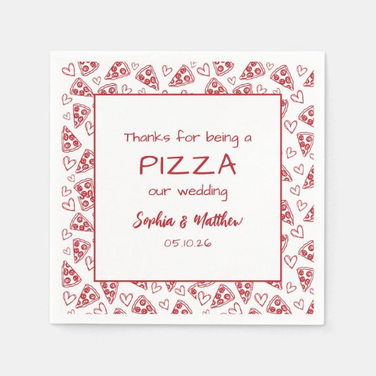 Trouwpizza na feest rood Italiaanse hand getekend Servet (Voorkant)