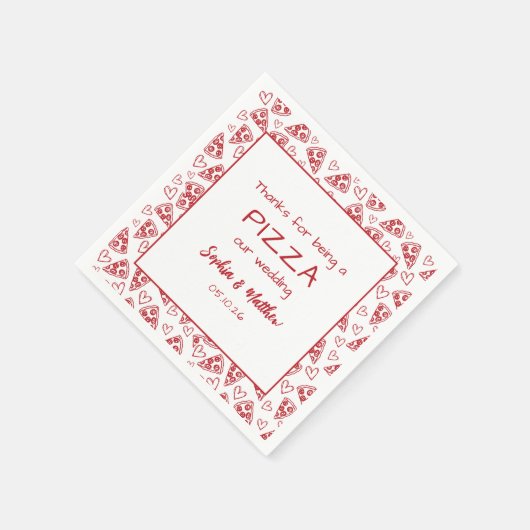 Trouwpizza na feest rood Italiaanse hand getekend Servet (Hoek)