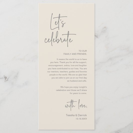 Trouwplaats Instelling Diner Party Dank u kaart (Voorkant)