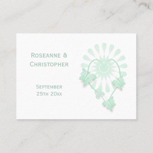 Trouwplaats instelling Kaart pepermunt vlinders Plaatskaartje (Achterkant)