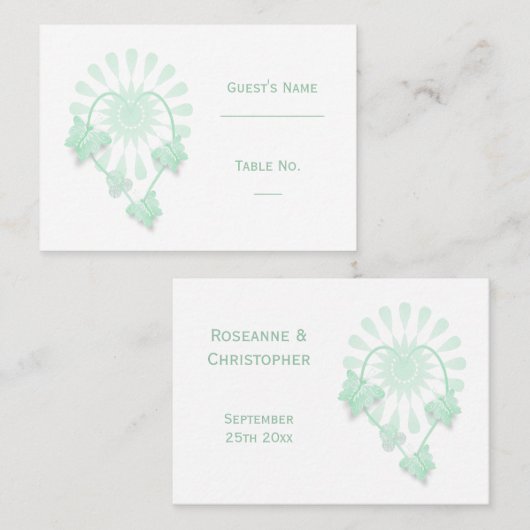 Trouwplaats instelling Kaart pepermunt vlinders Plaatskaartje (Voorkant / Achterkant)