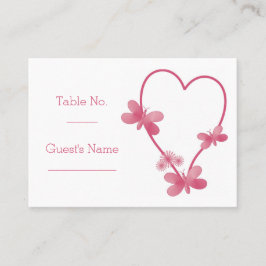 Trouwplaats Instelling Kaart Roze Hart Vlinders Plaatskaartje