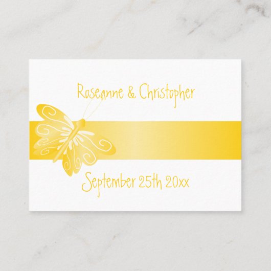 Trouwplaats instelling Kaart Yellow Butterfly Plaatskaartje (Achterkant)